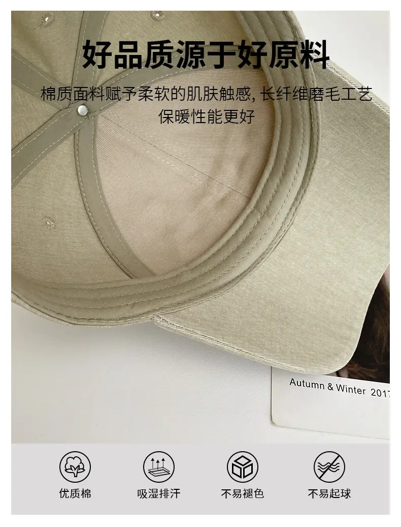 American Washed Baseball Cap Letter Wide Brim Big Head Cap — feature 12