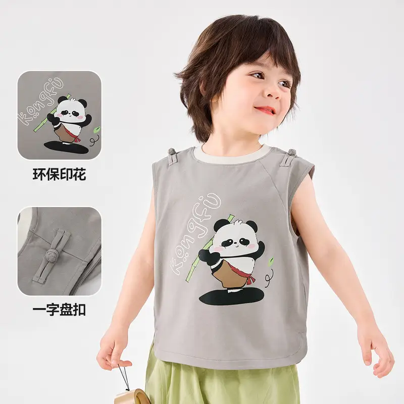 Dudujiya Baby Sleeveless Vest Grey Panda Print - Image 5