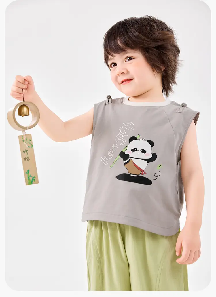 Dudujiya Baby Sleeveless Vest Grey Panda Print — feature 16
