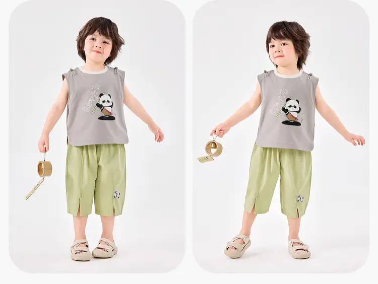 Dudujiya Baby Sleeveless Vest Grey Panda Print — feature 17