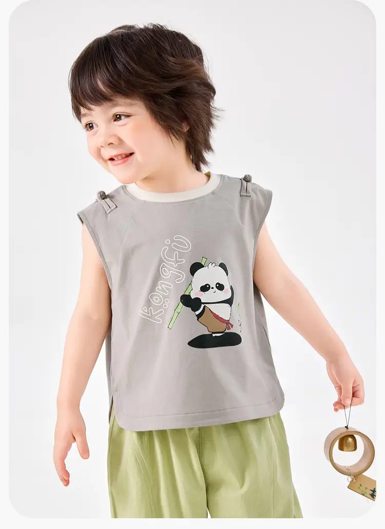 Dudujiya Baby Sleeveless Vest Grey Panda Print — feature 18