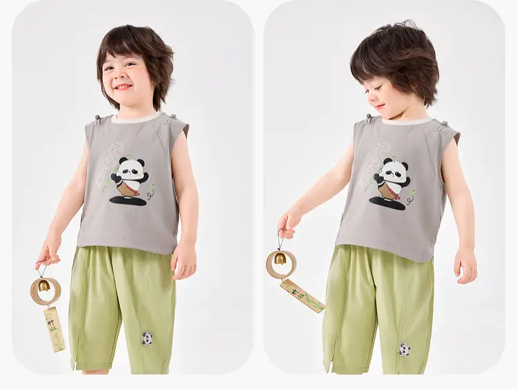 Dudujiya Baby Sleeveless Vest Grey Panda Print — feature 19