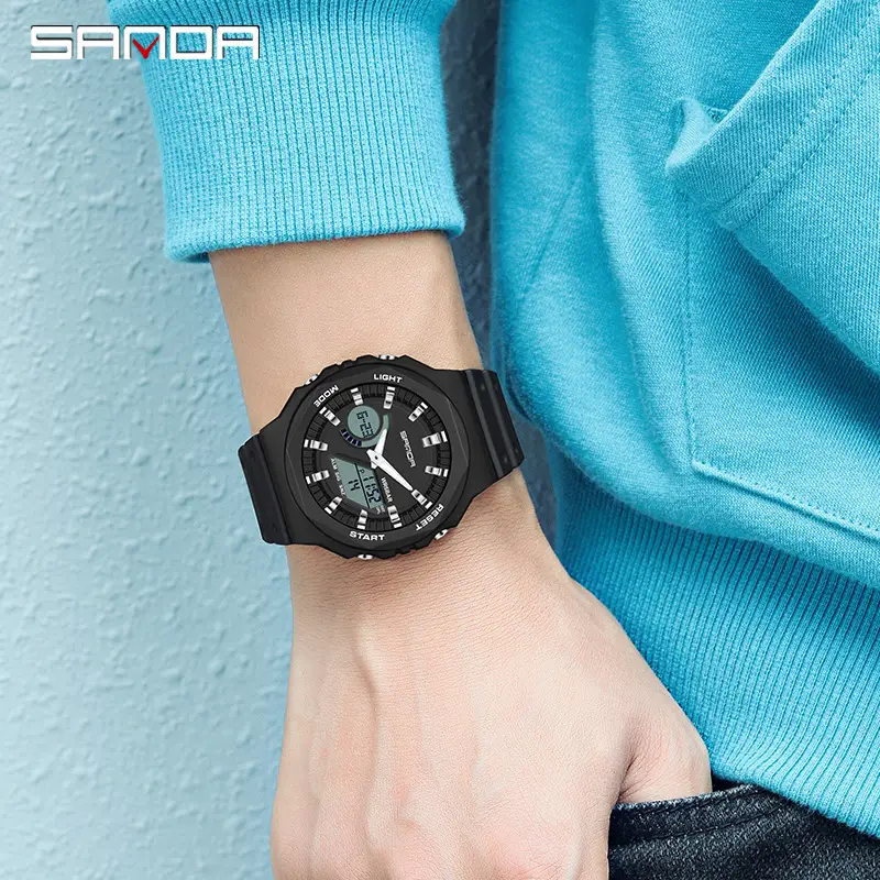 Sanda Neon Green Multifunctional Student Watch - Image 20