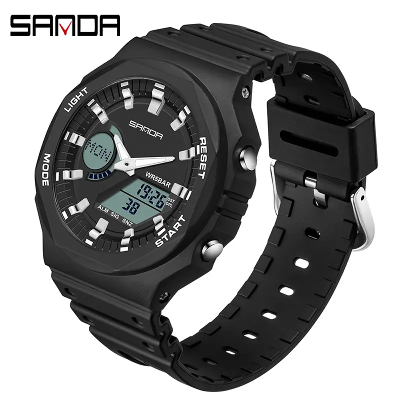 Sanda Neon Green Multifunctional Student Watch - Image 22