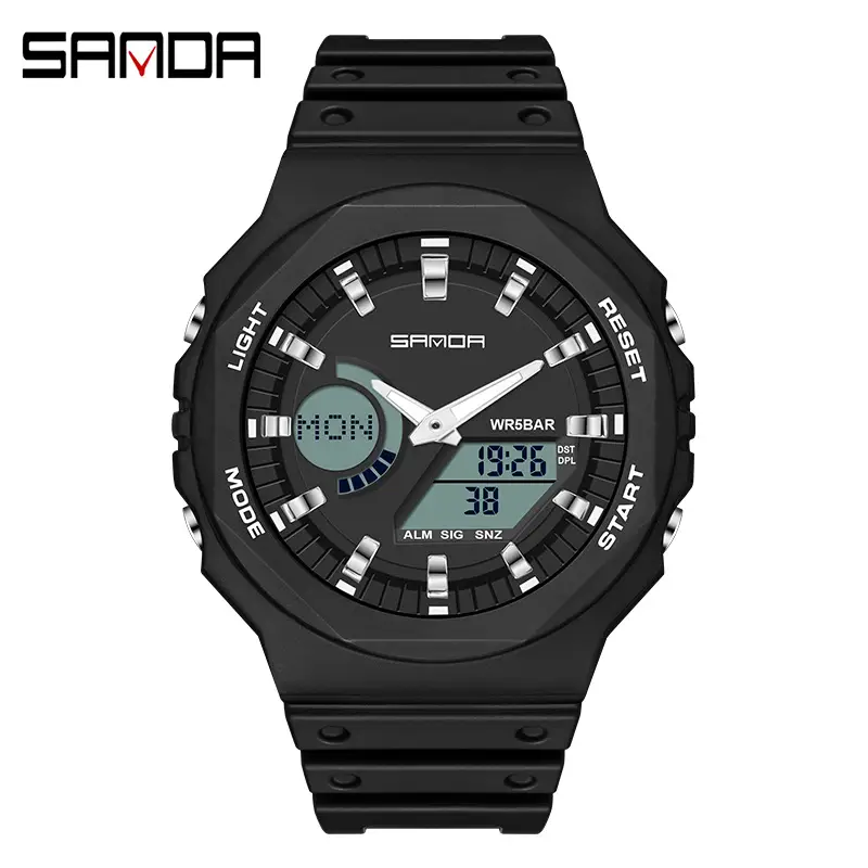 Sanda Neon Green Multifunctional Student Watch - Image 4