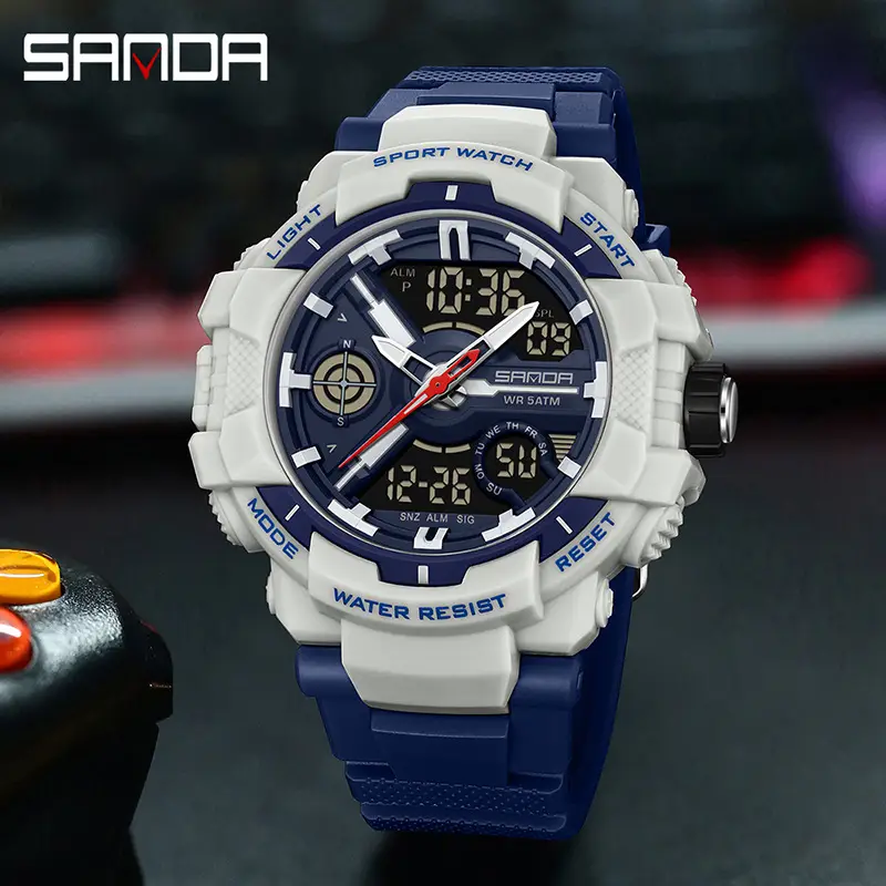 Sanda Red Sport Watch for Men Waterproof Multi-Function - Image 18