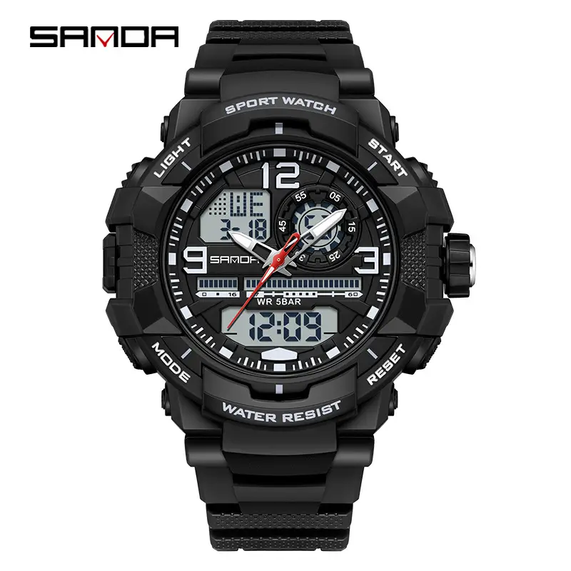 Sanda Red Sport Watch for Men Waterproof Multi-Function - Image 12
