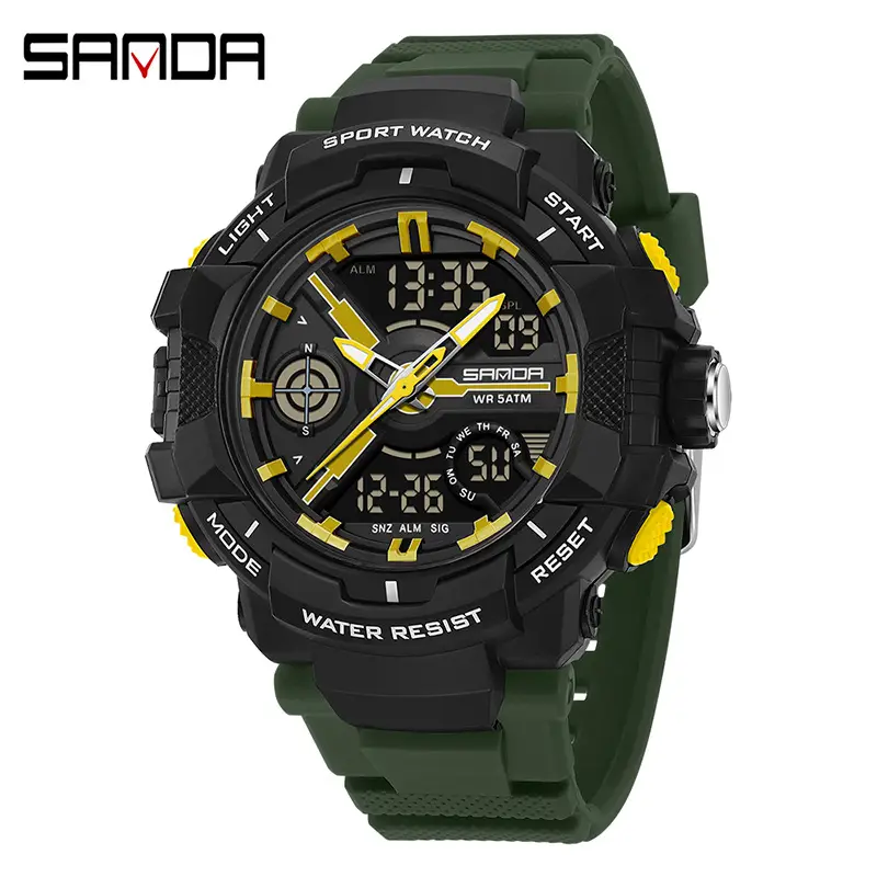 Sanda Red Sport Watch for Men Waterproof Multi-Function - Image 2