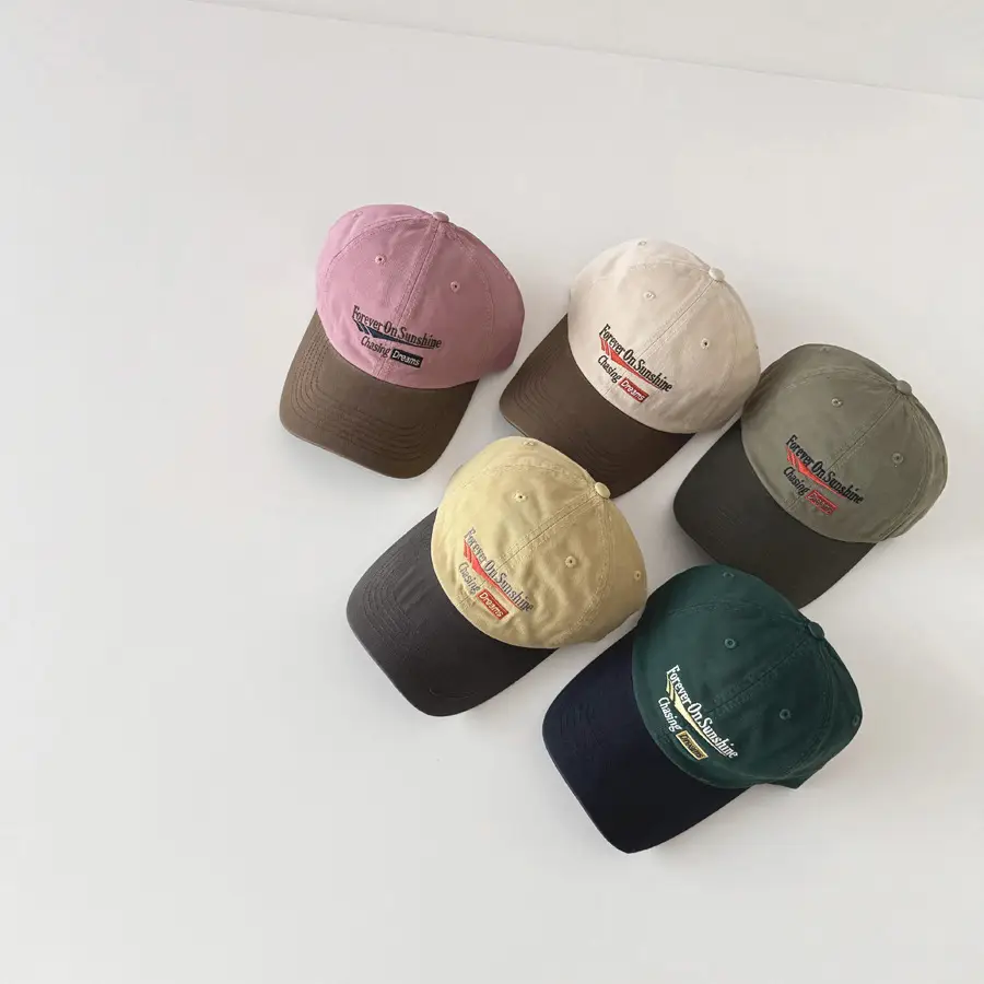 Kids Baseball Cap Set of 3 Olive Green