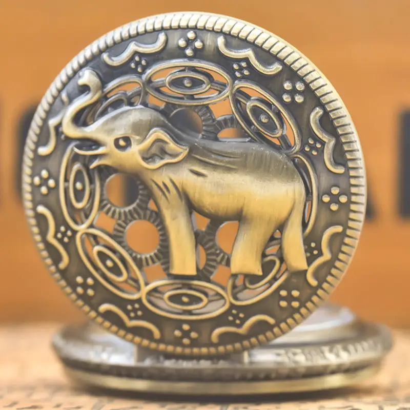 Vintage Elephant Pattern Pocket Watch Watch - Image 3