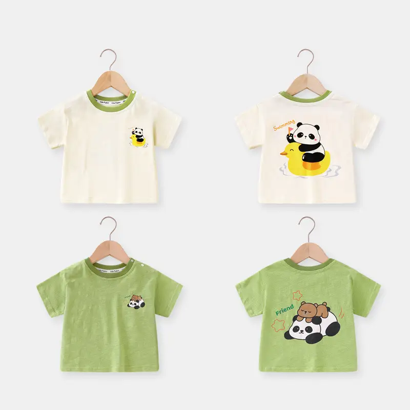 Baby T-Shirt Set Cotton Cartoon Panda Duck Short Sleeve