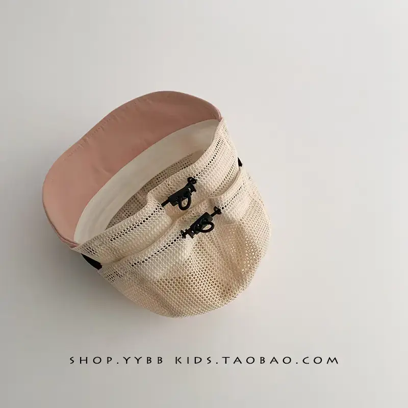 Children's Bear Cap Beige Black Mesh Summer Hat - Image 8