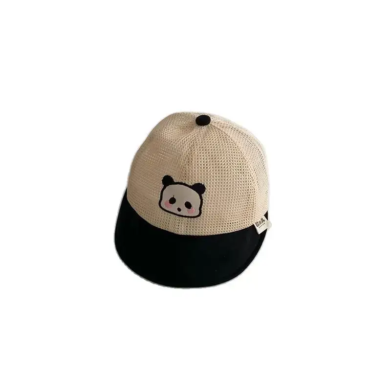 Children's Bear Cap Beige Black Mesh Summer Hat - Image 9