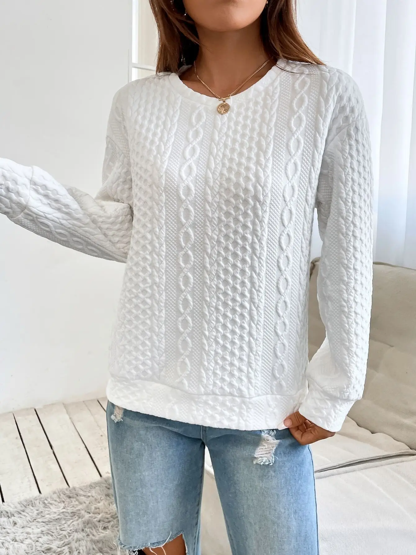 Women's 2025 White Cotton Sweatshirt Cross-border Fashion — feature 5