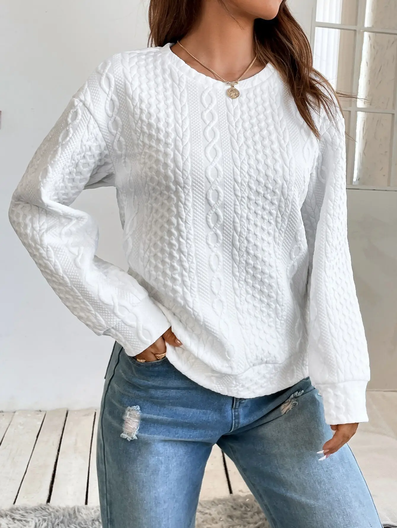 Women's 2025 White Cotton Sweatshirt Cross-border Fashion — feature 8