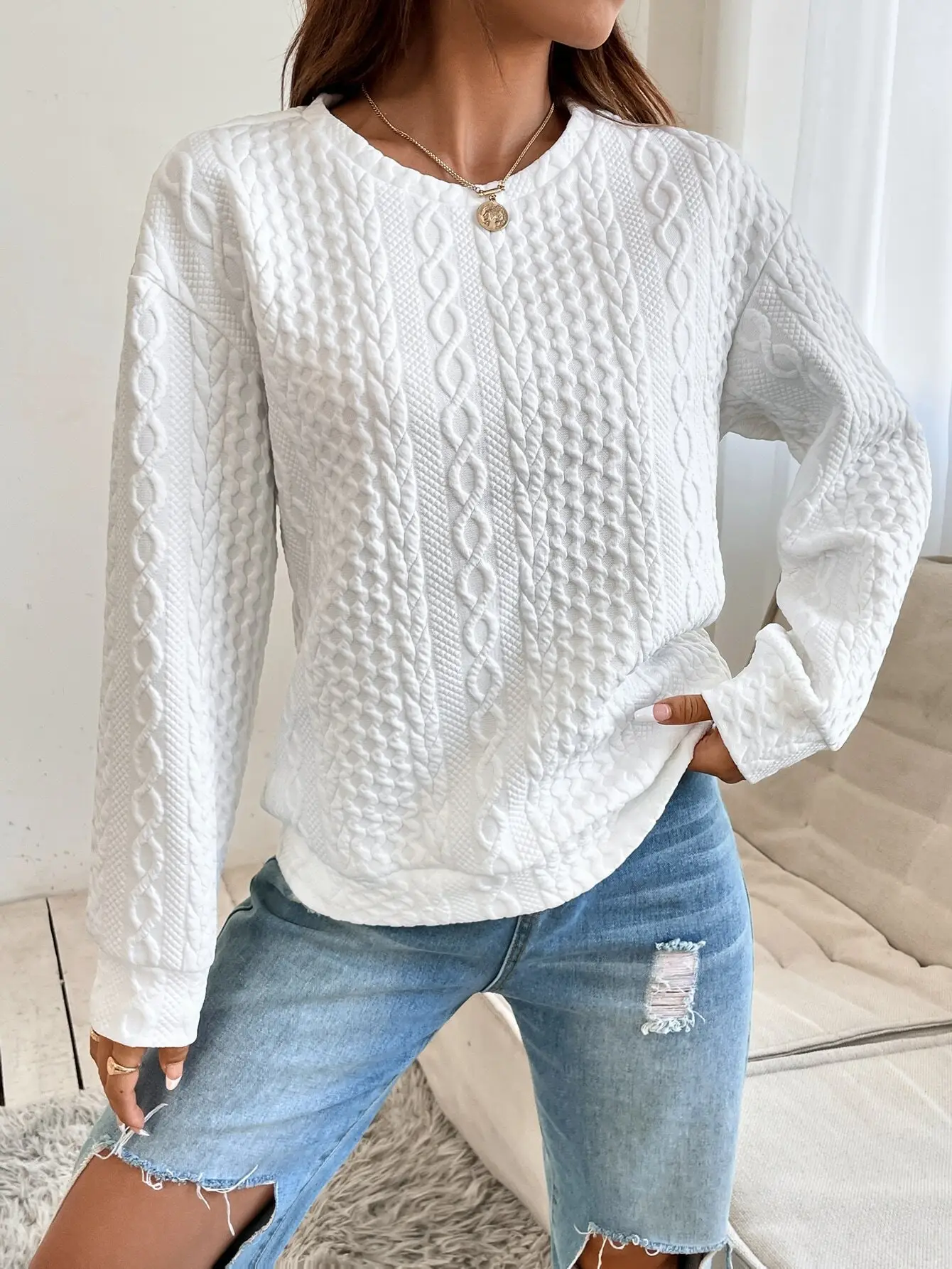 Women's 2025 White Cotton Sweatshirt Cross-border Fashion — feature 9