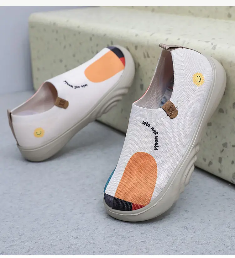 Spring and Autumn New Women's Old Beijing Cloth Shoes Fashionable Painted Casual Shoes Soft Sole Soft Surface Flying Woven Thick Sole Slip-on Shoes — feature 19