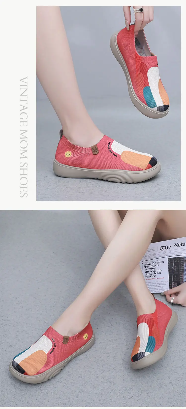 Spring and Autumn New Women's Old Beijing Cloth Shoes Fashionable Painted Casual Shoes Soft Sole Soft Surface Flying Woven Thick Sole Slip-on Shoes — feature 21