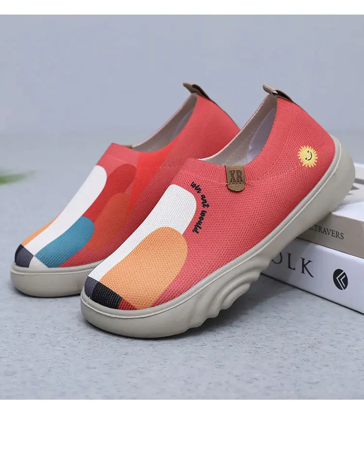 Spring and Autumn New Women's Old Beijing Cloth Shoes Fashionable Painted Casual Shoes Soft Sole Soft Surface Flying Woven Thick Sole Slip-on Shoes — feature 24