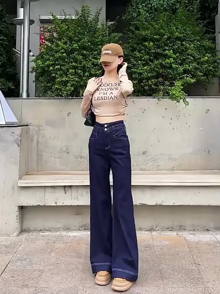 Dark Blue Stretch Wide Leg Jeans for Women 2025 — feature 14