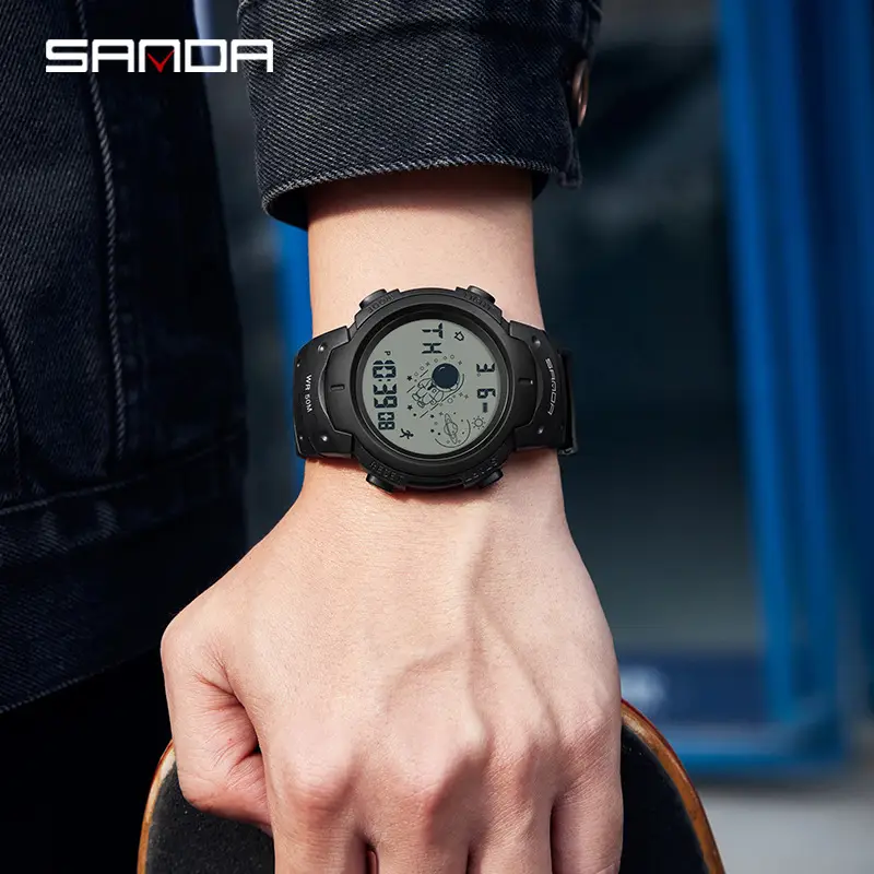 Sanda Spaceman Men's Black Digital Watch 48 Hours Battery - Image 10