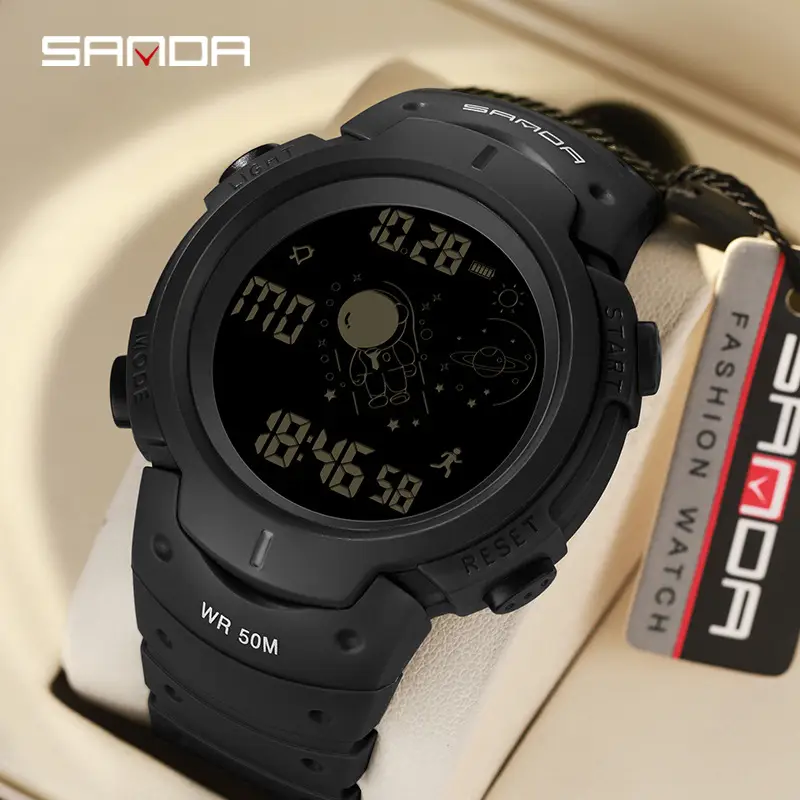 Sanda Spaceman Men's Black Digital Watch 48 Hours Battery - Image 11