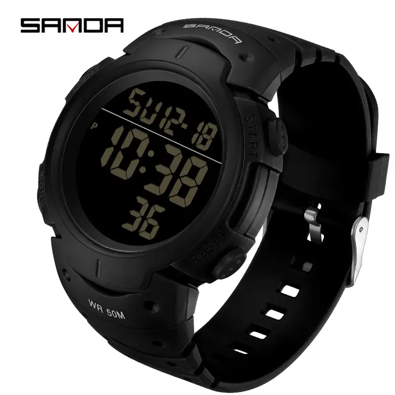 Sanda Spaceman Men's Black Digital Watch 48 Hours Battery - Image 2