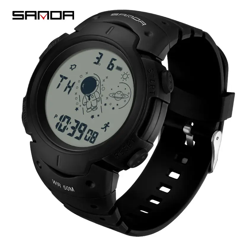 Sanda Spaceman Men's Black Digital Watch 48 Hours Battery - Image 6
