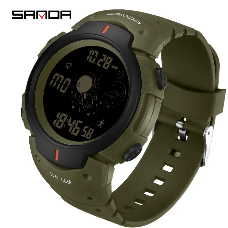 Sanda Spaceman Men's Black Digital Watch 48 Hours Battery - Image 7