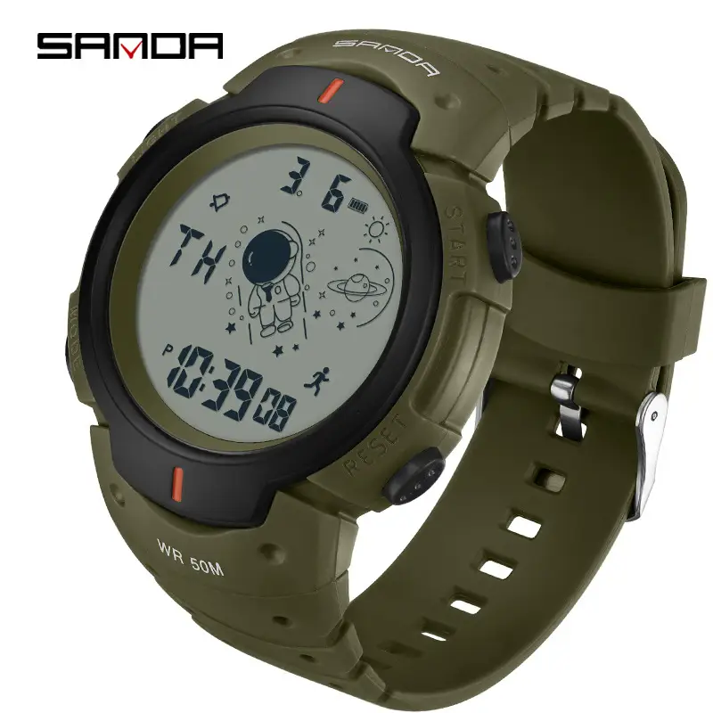 Sanda Spaceman Men's Black Digital Watch 48 Hours Battery - Image 8
