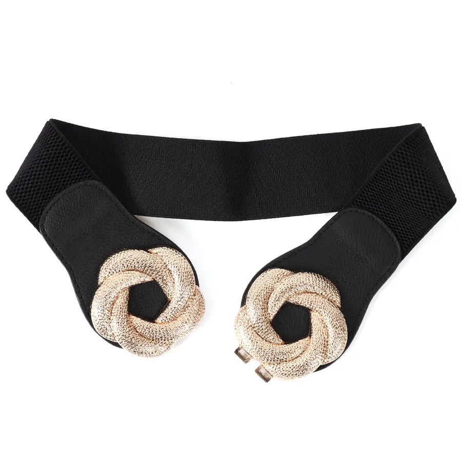 Women's Black Wide Belt with Gold Clasp 2025 - Image 3