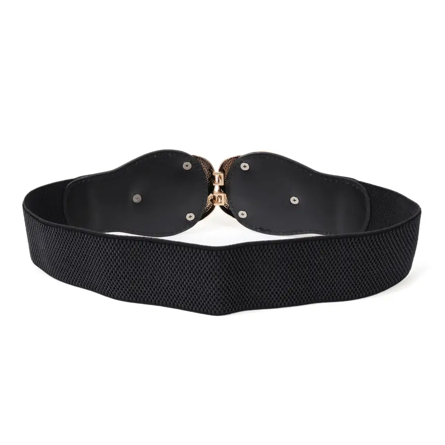 Women's Black Wide Belt with Gold Clasp 2025 - Image 4