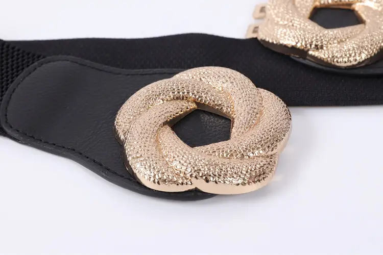 Women's Black Wide Belt with Gold Clasp 2025 — feature 4