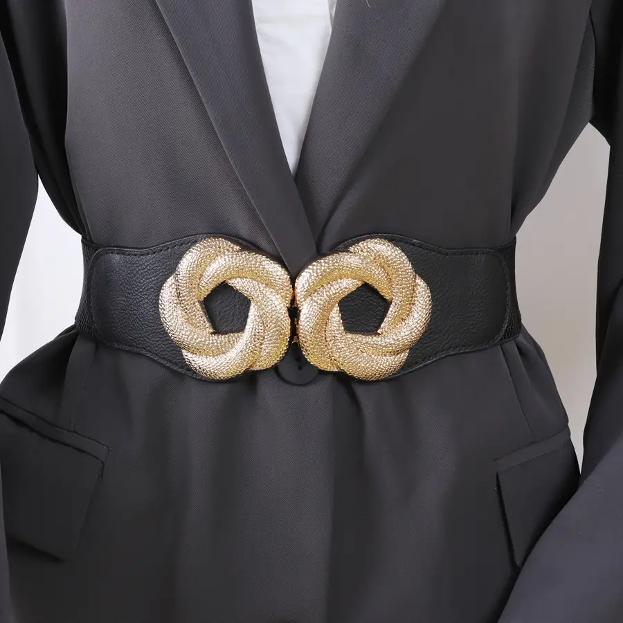 Women's Black Wide Belt with Gold Clasp 2025 — feature 8