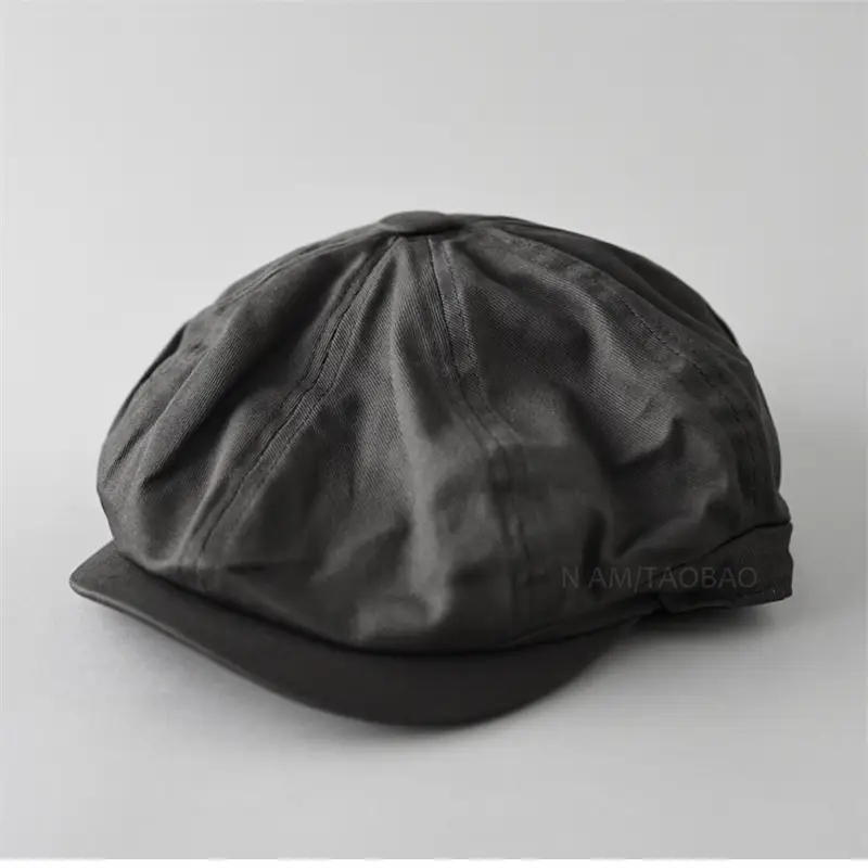 Maroon Japanese Retro Painter Cap Unisex Short Riding Casual All-Match Gentleman Octagonal Cap