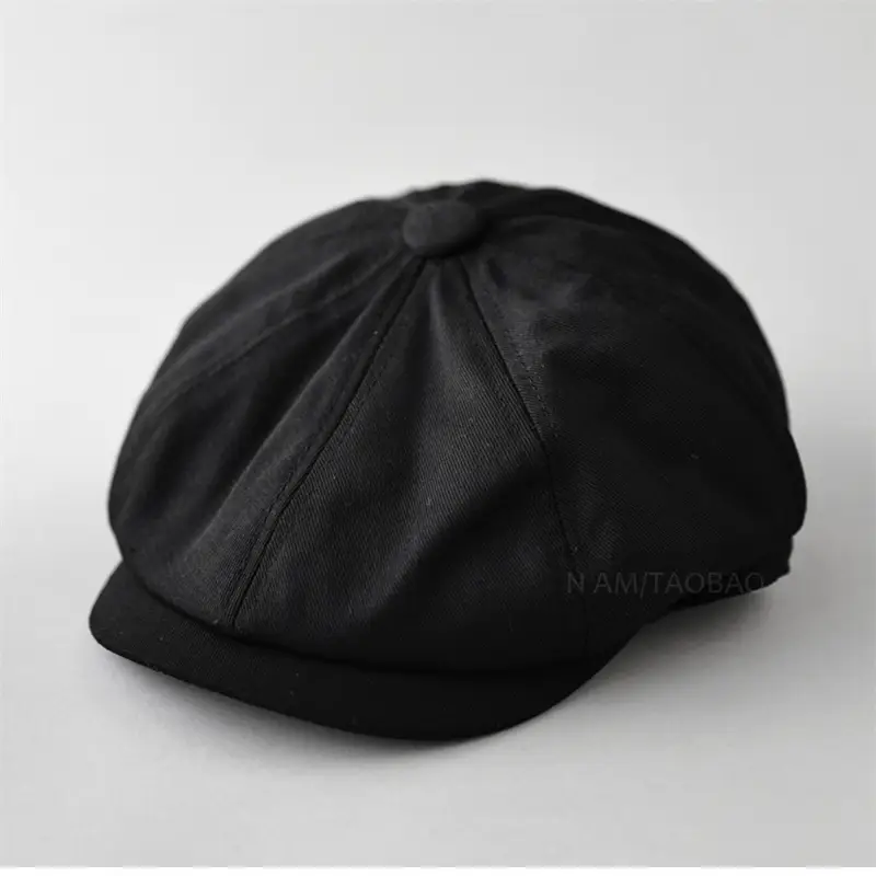 Maroon Japanese Retro Painter Cap Unisex Short Riding Casual All-Match Gentleman Octagonal Cap