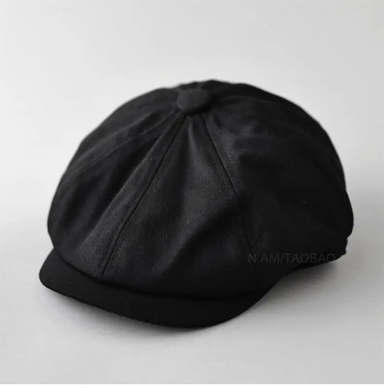 Maroon Japanese Retro Painter Cap Unisex Short Riding Casual All-Match Gentleman Octagonal Cap — feature 1