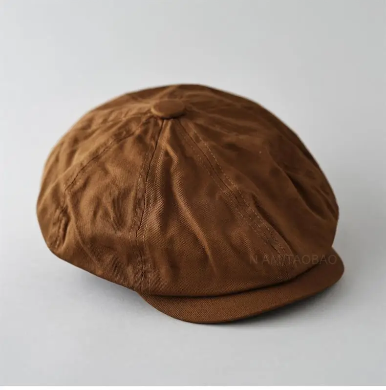 Maroon Japanese Retro Painter Cap Unisex Short Riding Casual All-Match Gentleman Octagonal Cap — feature 12