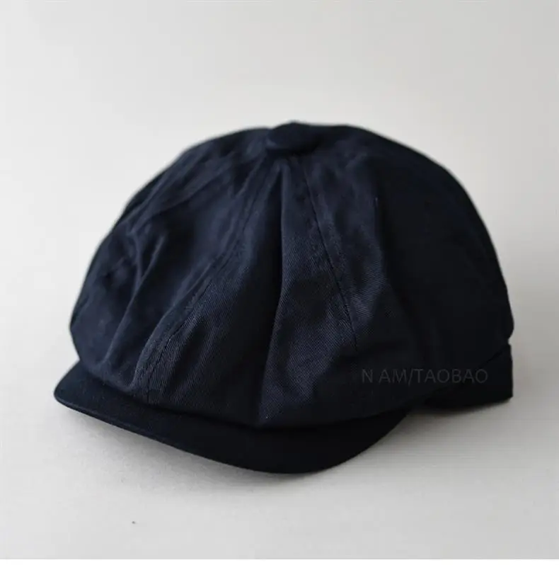 Maroon Japanese Retro Painter Cap Unisex Short Riding Casual All-Match Gentleman Octagonal Cap — feature 5