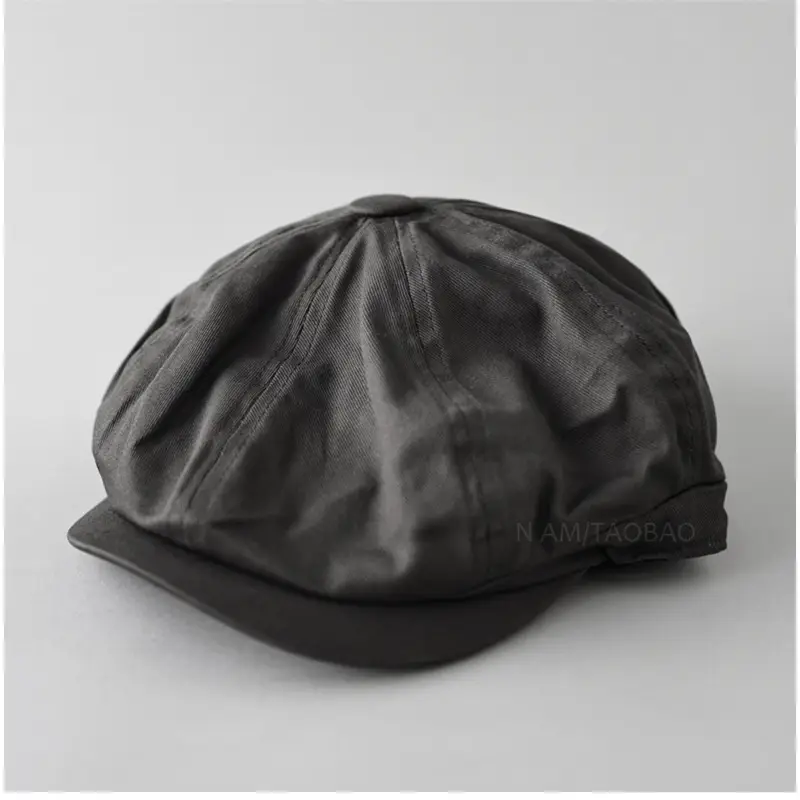 Maroon Japanese Retro Painter Cap Unisex Short Riding Casual All-Match Gentleman Octagonal Cap