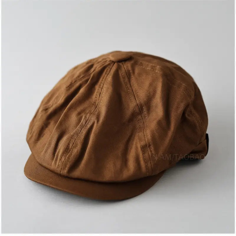 Maroon Japanese Retro Painter Cap Unisex Short Riding Casual All-Match Gentleman Octagonal Cap