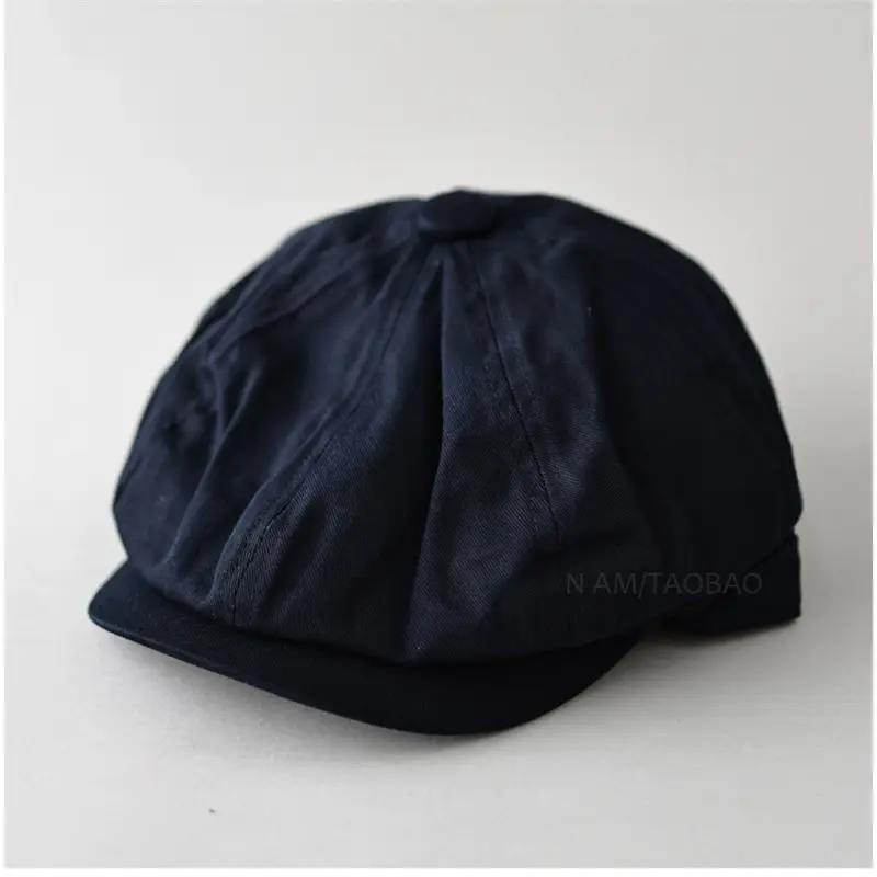 Maroon Japanese Retro Painter Cap Unisex Short Riding Casual All-Match Gentleman Octagonal Cap