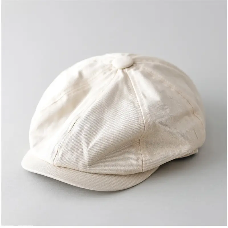 Maroon Japanese Retro Painter Cap Unisex Short Riding Casual All-Match Gentleman Octagonal Cap