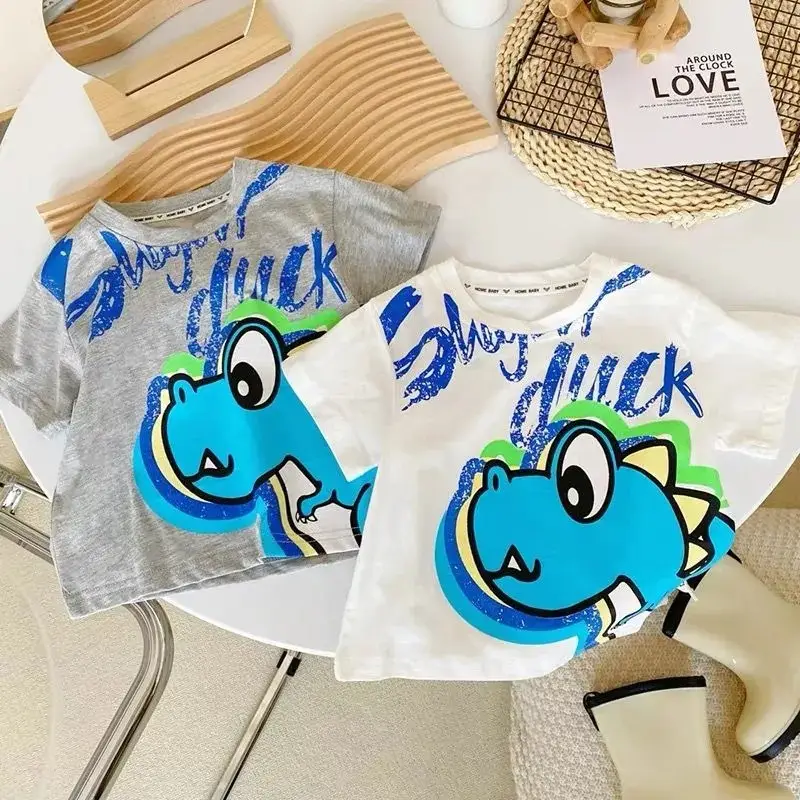 Kids Blue Wing T-Shirt White Short Sleeve Korean Style — feature 3