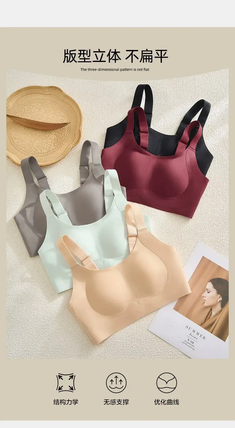 Oeing Lingerie Similar Style for Large Busts, Minimizing Effect, Wireless, Side Support, Anti-Sagging, Thin, Comfortable Lift Bra — feature 13