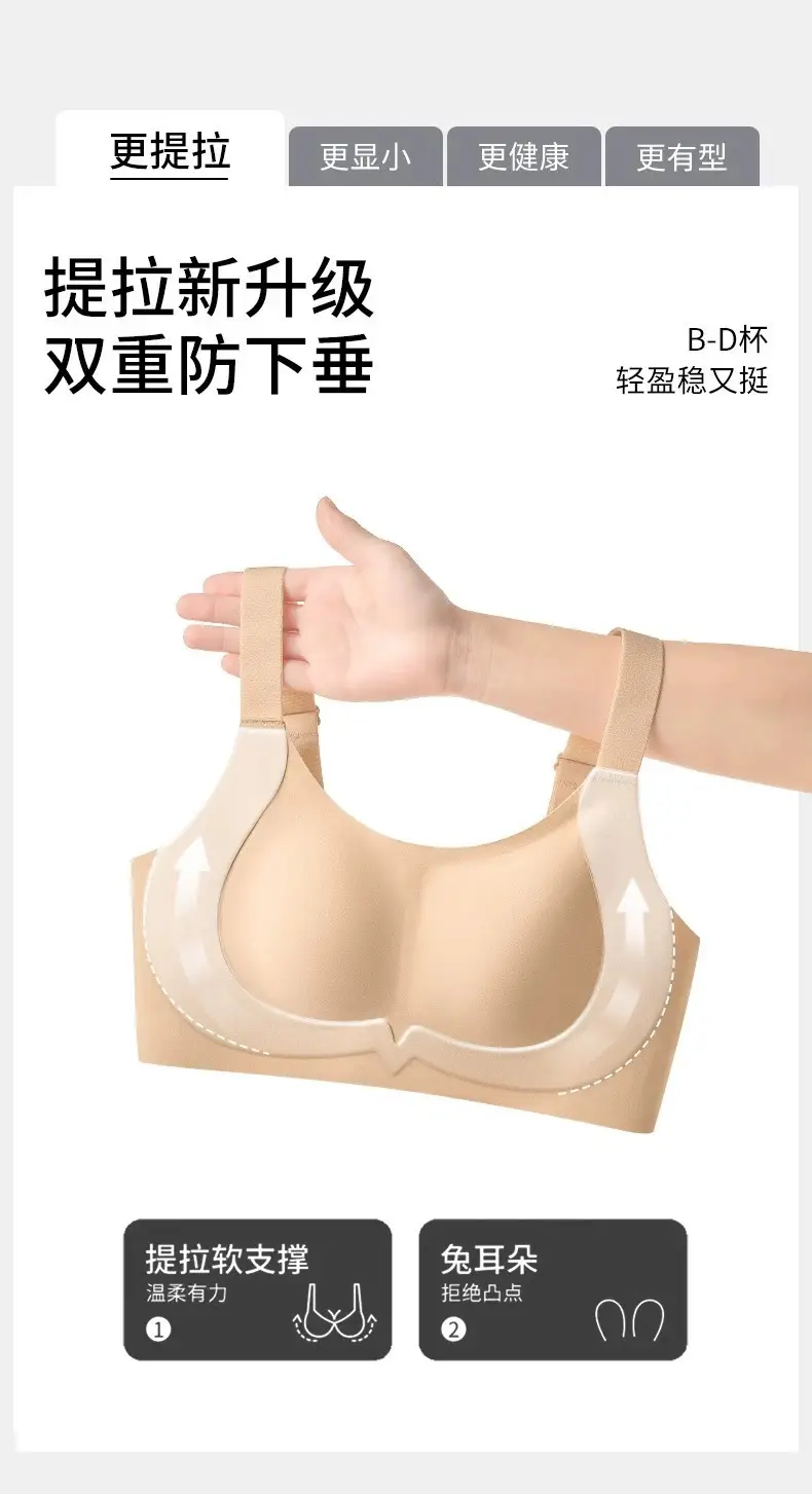 Oeing Lingerie Similar Style for Large Busts, Minimizing Effect, Wireless, Side Support, Anti-Sagging, Thin, Comfortable Lift Bra — feature 2