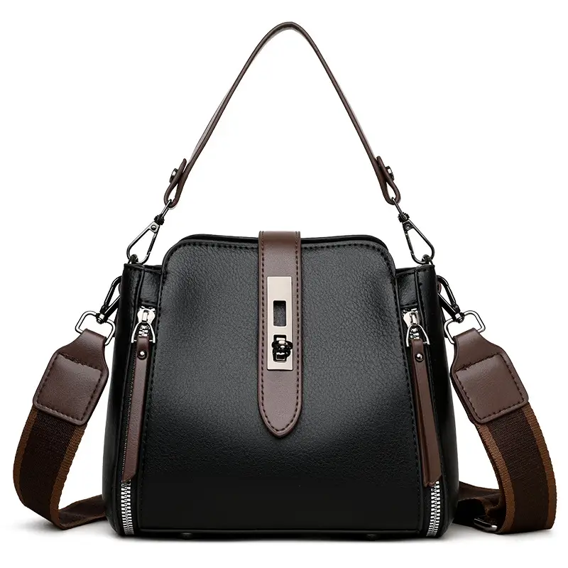 Women's Brown Leather Shoulder Bag 2025 New Multi-Layer Large Capacity - Image 8