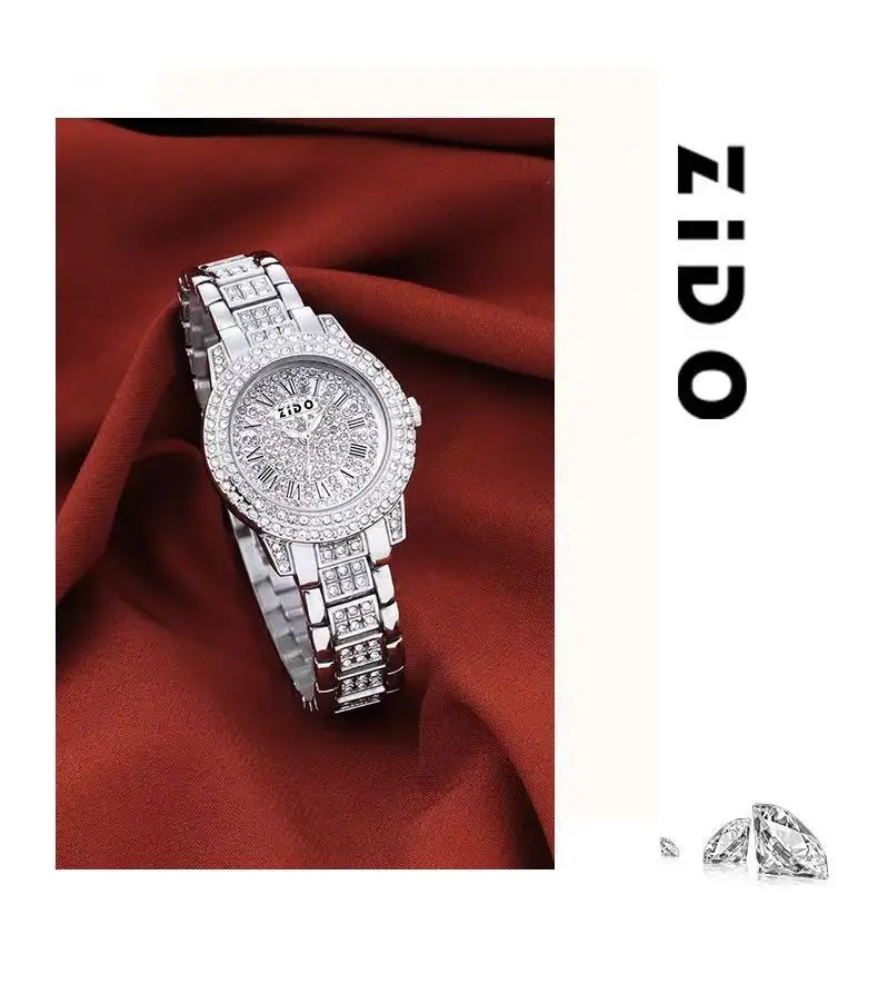 Women's Diamond-Encrusted Steel Watch with Starry Face — feature 5