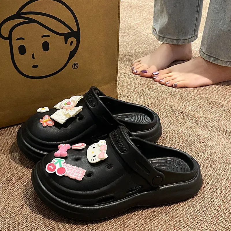 Women's Black Croc Bow Sandals with Embellished Decor