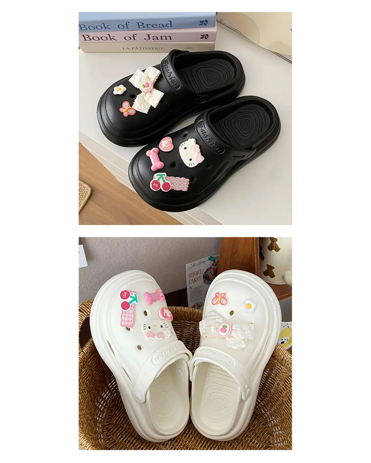 Women's Black Croc Bow Sandals with Embellished Decor — feature 21